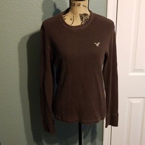 Men's AE long sleeved brown shirt